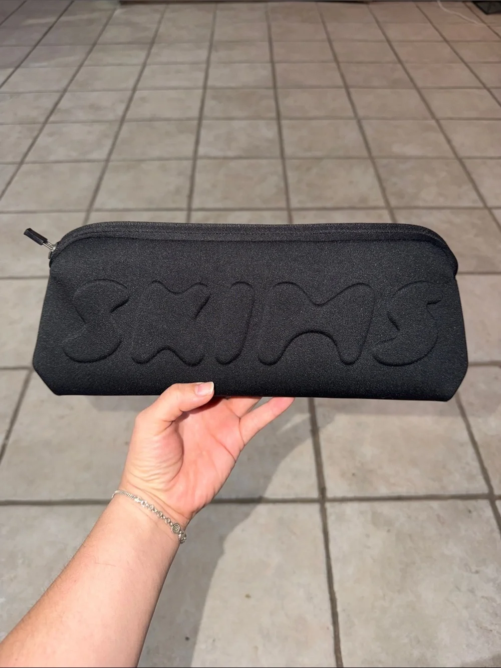 SKIMS Black Neoprene Logo Pouch